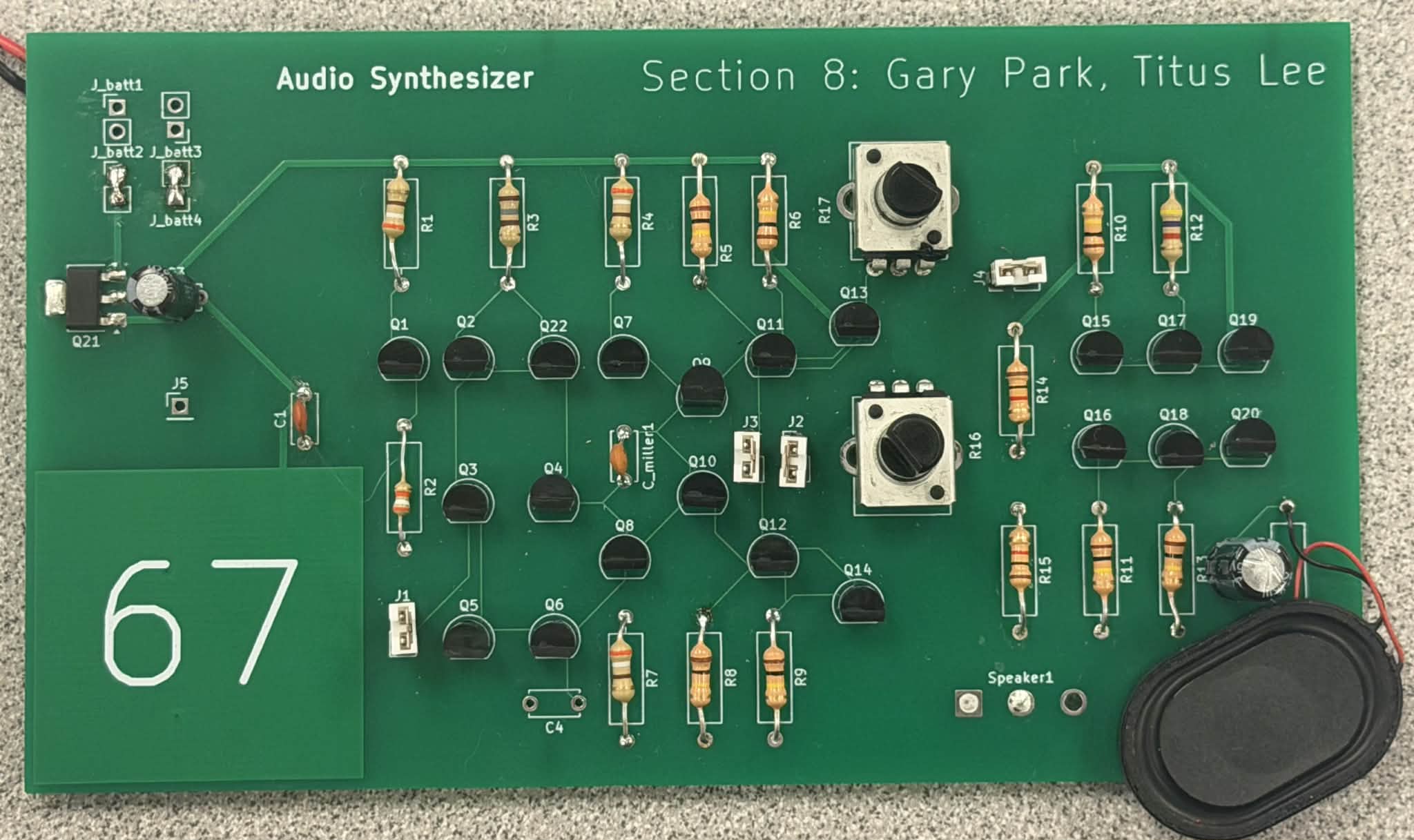 Assembled audio synthesizer PCB
