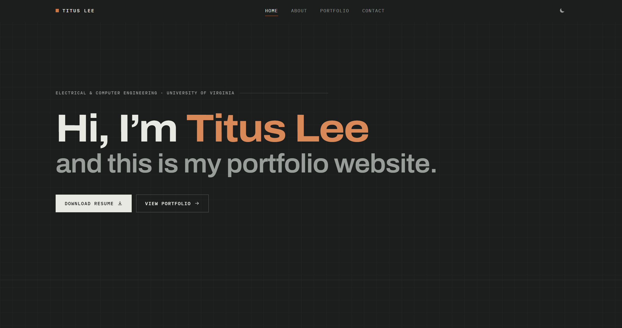 Screenshot of this portfolio website